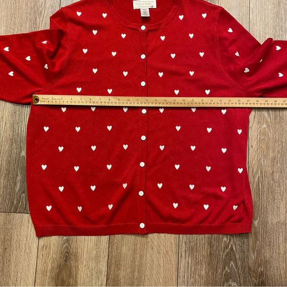 Maranda Women’s Valentine Red Heart Button Front Cardigan Sweater Plus Size 2X - Picture 7 of 10